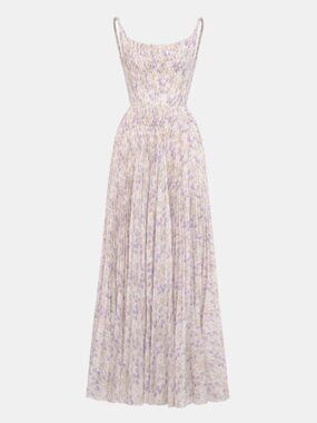 NWT MONTSAND Lavender Pleated Maxi Dress SZ L